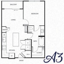 One-Bedroom (A3) 1411 floor plan